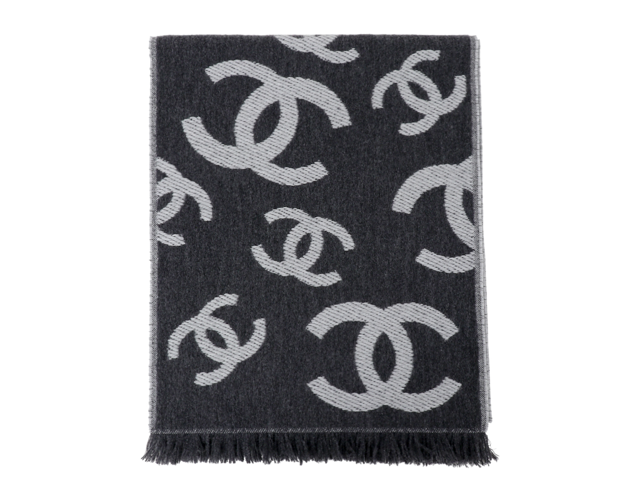 샤넬 26C CC 리버시블 머플러 블랙 그레이