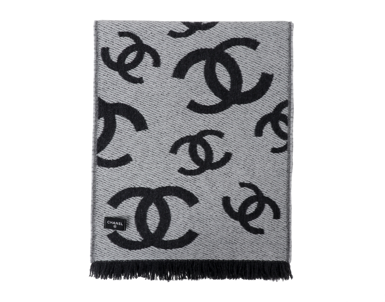 샤넬 26C CC 리버시블 머플러 블랙 그레이