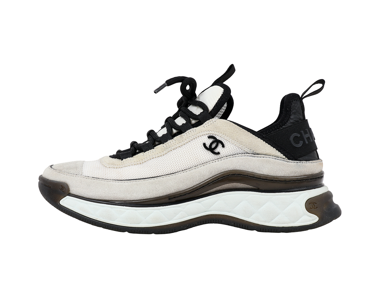 샤넬 믹스드파이버 스니커즈 화이트 라이트 그레이 37 1/2