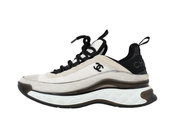 샤넬 믹스드파이버 스니커즈 화이트 라이트 그레이 37 1/2