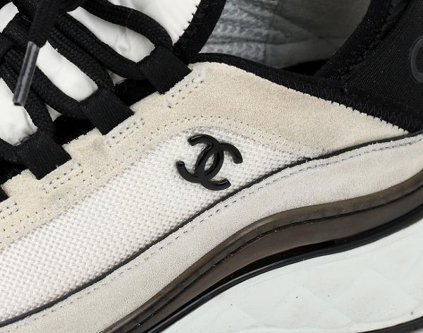 샤넬 믹스드파이버 스니커즈 화이트 라이트 그레이 37 1/2