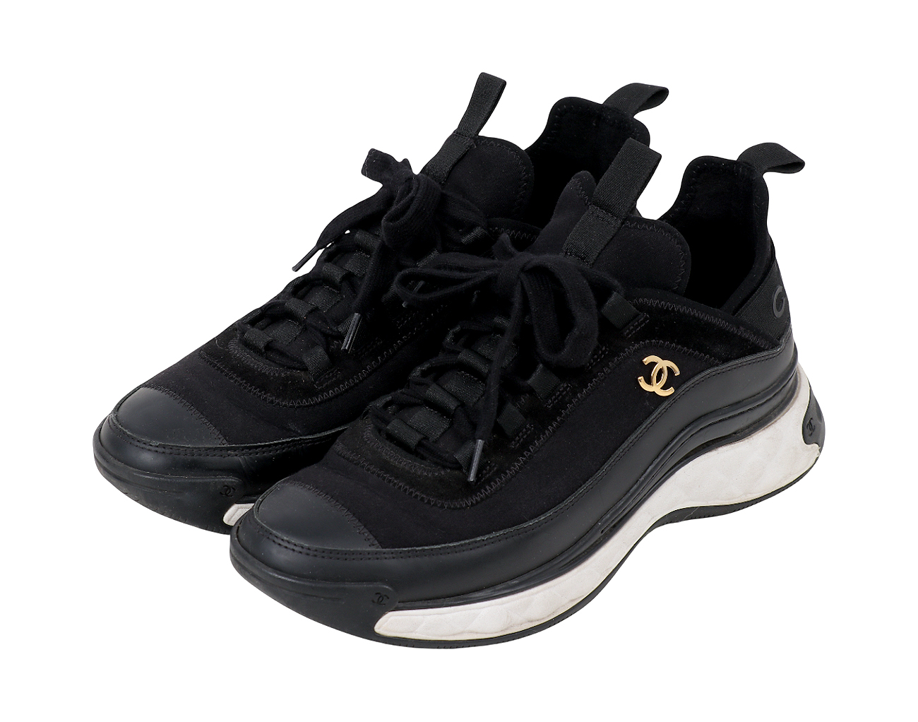 샤넬 믹스드파이버 스니커즈 블랙 37 1/2