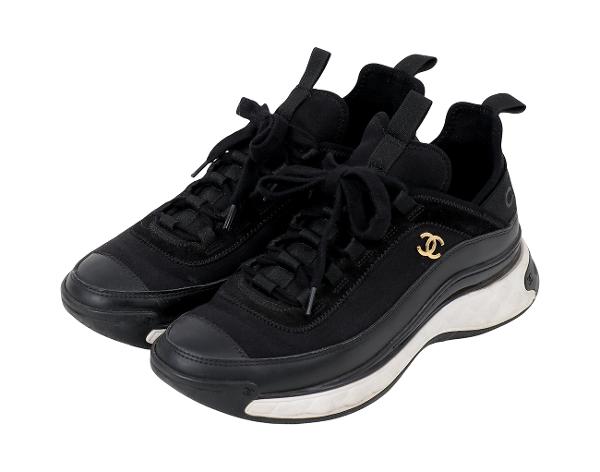 샤넬 믹스드파이버 스니커즈 블랙 37 1/2