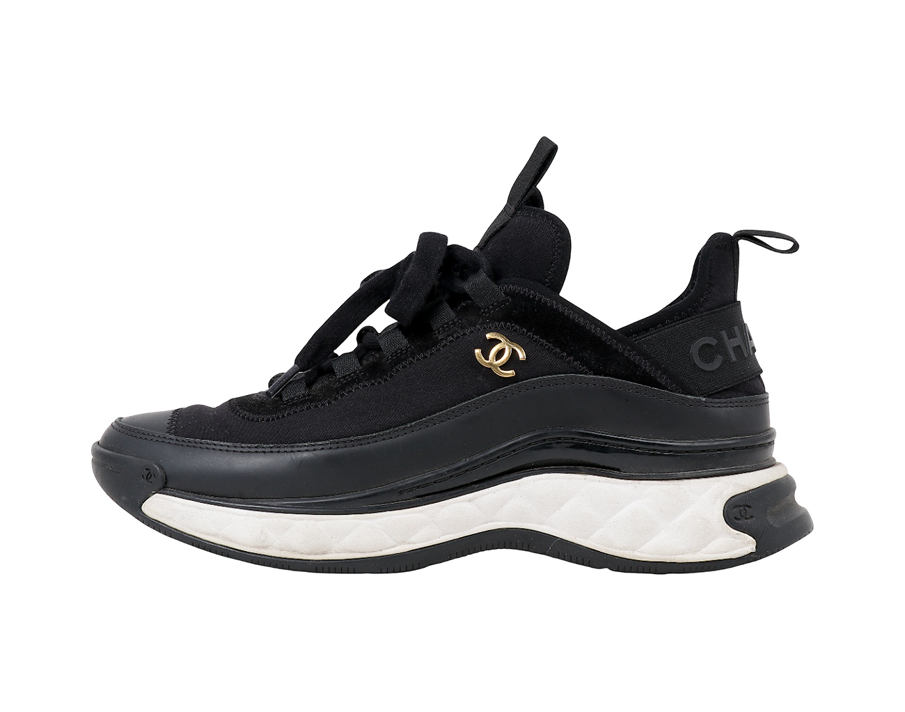샤넬 믹스드파이버 스니커즈 블랙 37 1/2