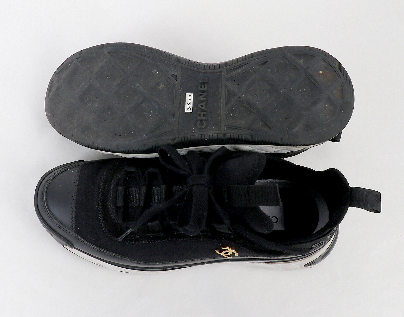 샤넬 믹스드파이버 스니커즈 블랙 37 1/2