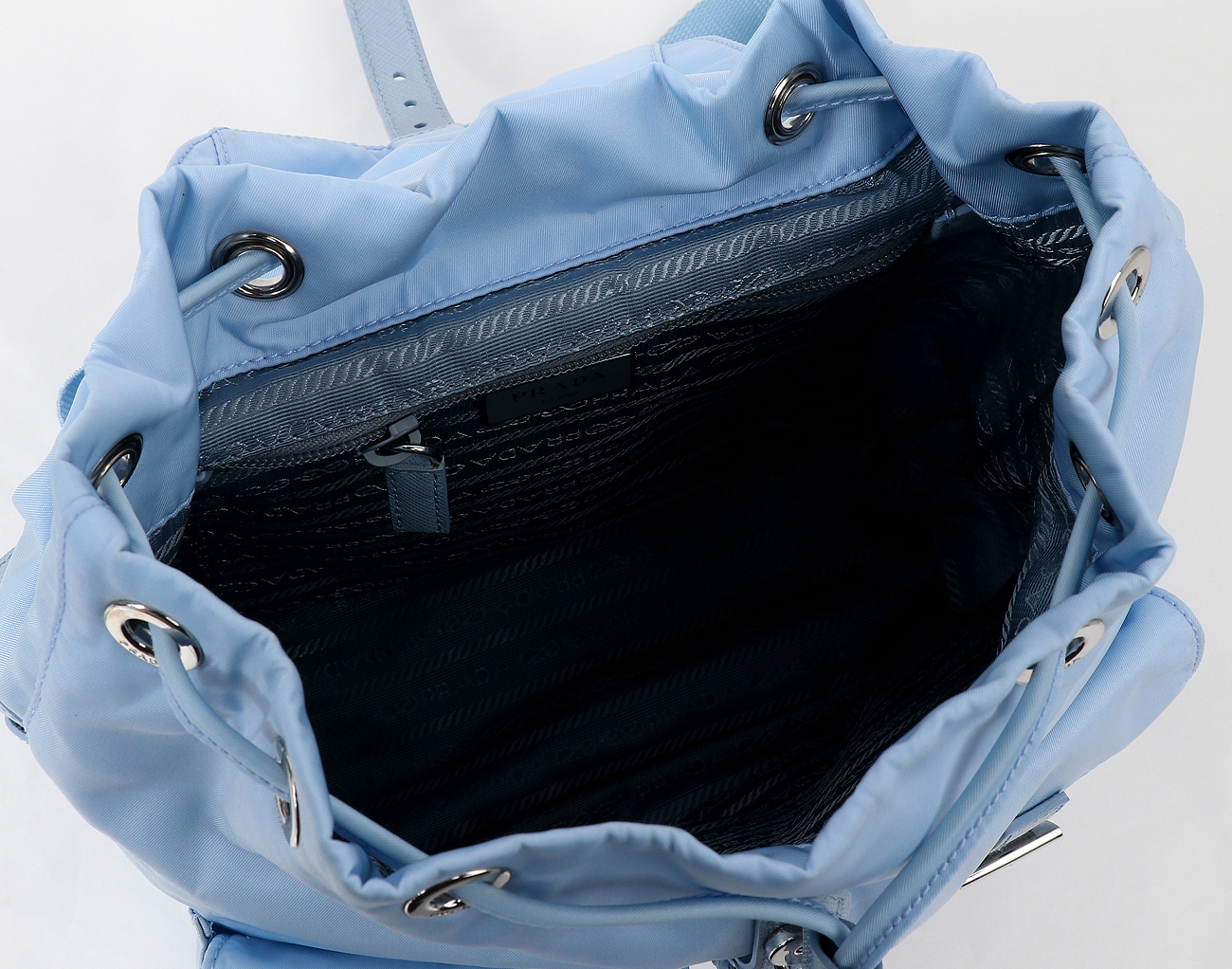 프라다 리나일론 스몰 백팩 셀레스트