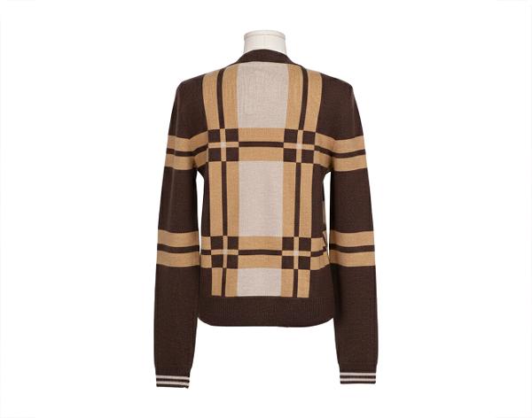 에르메스 브리드 드 갈라 타탄 롱 슬리브 스웨터 베이지 신 40