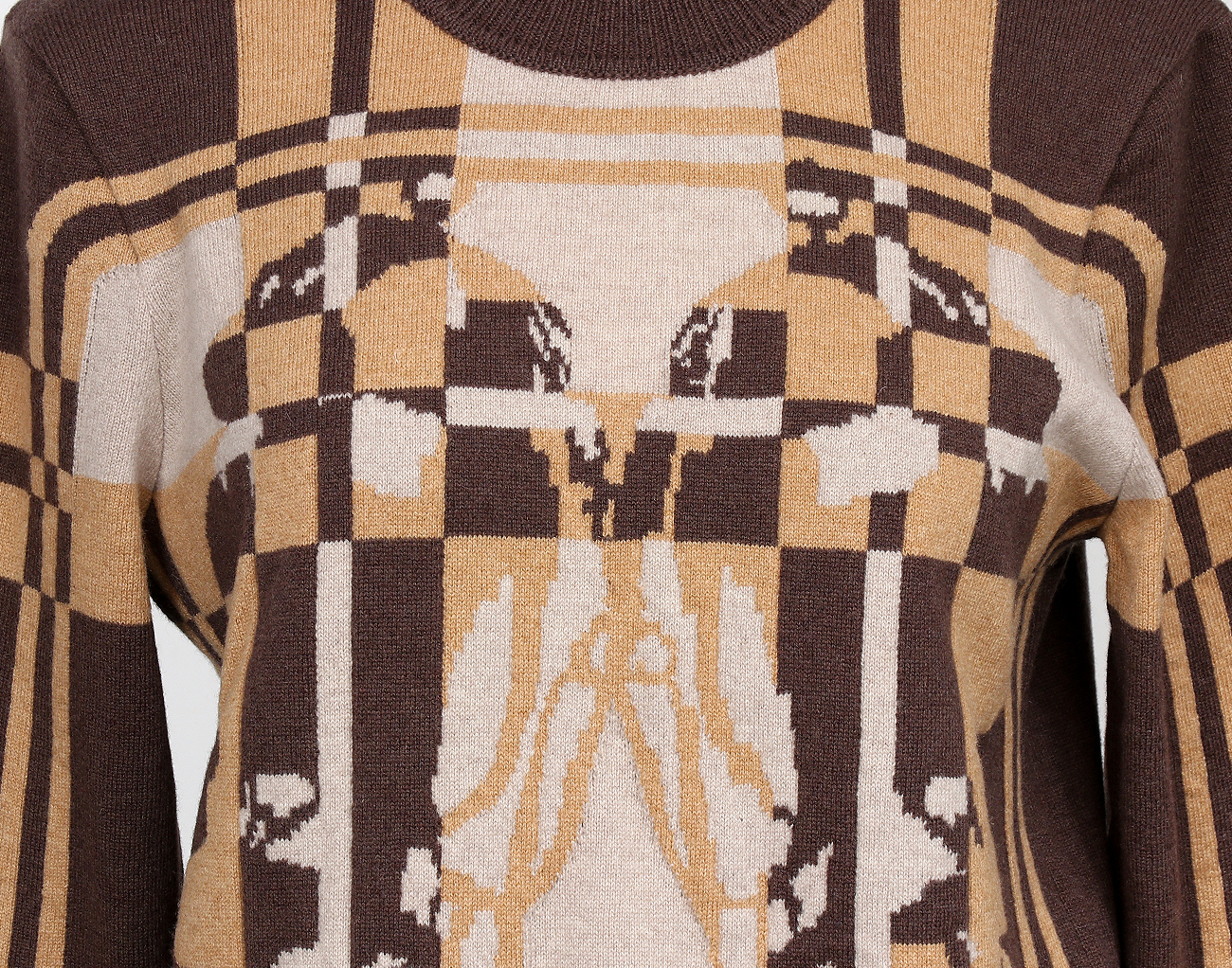 에르메스 브리드 드 갈라 타탄 롱 슬리브 스웨터 베이지 신 40