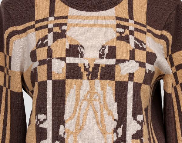 에르메스 브리드 드 갈라 타탄 롱 슬리브 스웨터 베이지 신 40