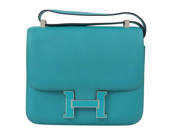 에르메스 콘스탄스 24 베르소 블루 파온 뱀부 래커 버클 A