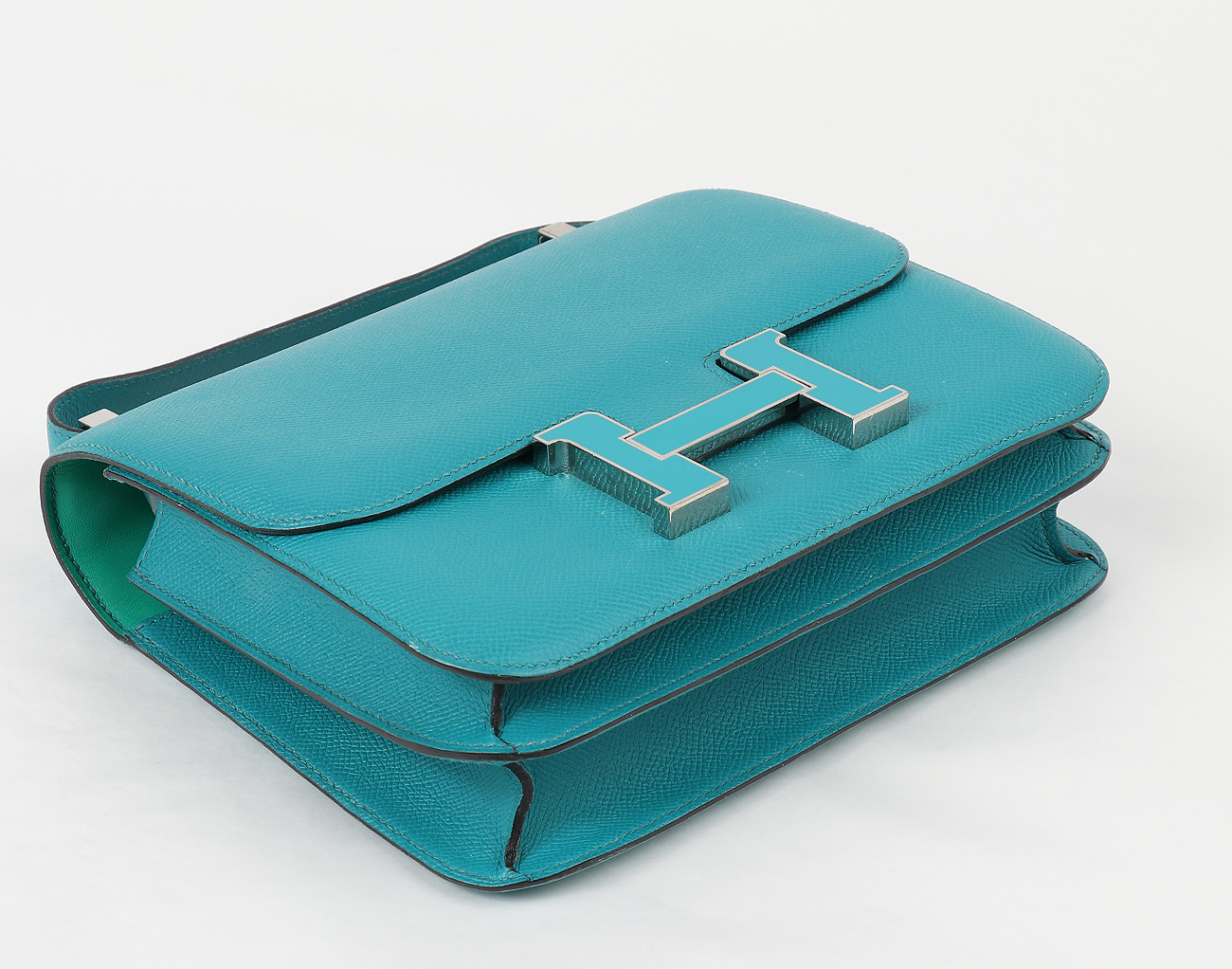 에르메스 콘스탄스 24 베르소 블루 파온 뱀부 래커 버클 A