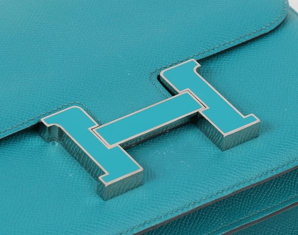 에르메스 콘스탄스 24 베르소 블루 파온 뱀부 래커 버클 A