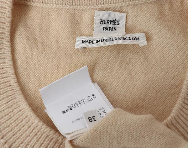 에르메스 캐시미어 숏 슬리브 스웨터 베이지 38