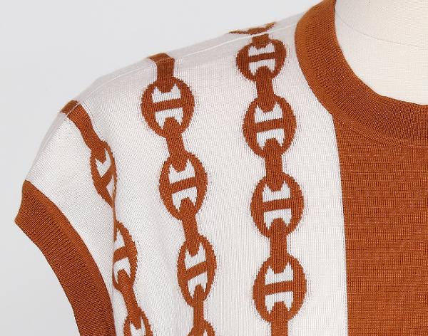 에르메스 샹달 슬리브리스 드레스 카멜 화이트 38