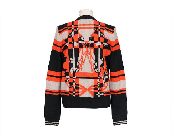 에르메스 브리드 드 갈라 타탄 롱 슬리브 가디건 루즈 꼬르날린 38