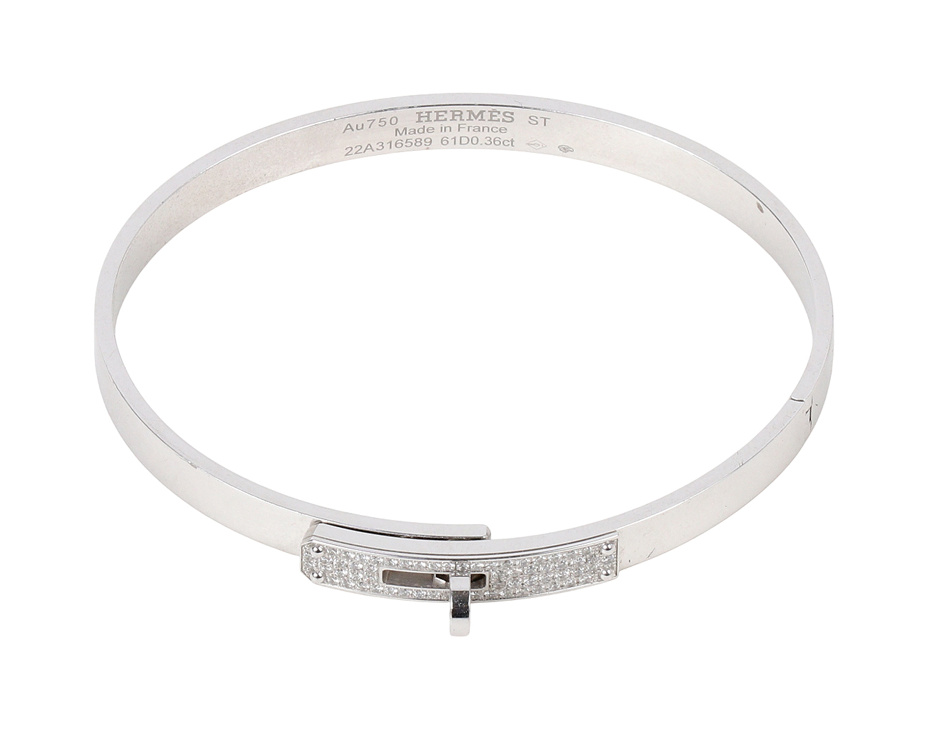 에르메스 켈리 브레이슬릿 화이트골드 하프 다이아몬드 ST