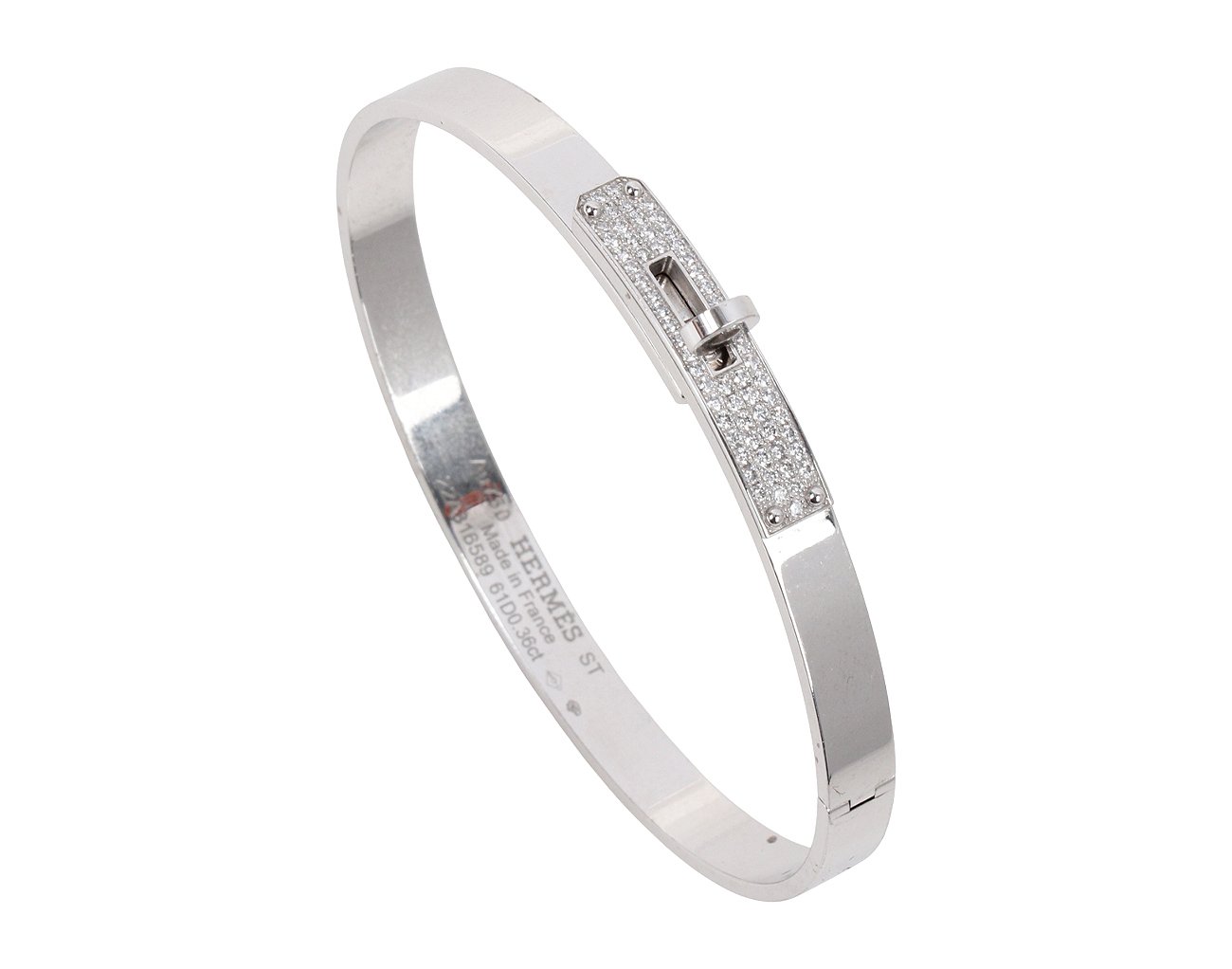 에르메스 켈리 브레이슬릿 화이트골드 하프 다이아몬드 ST