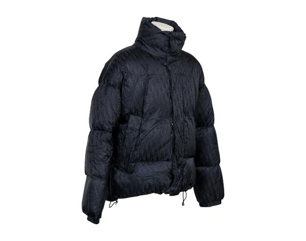 디올 오버사이즈 오블리크 자카드 다운 재킷 블랙 50