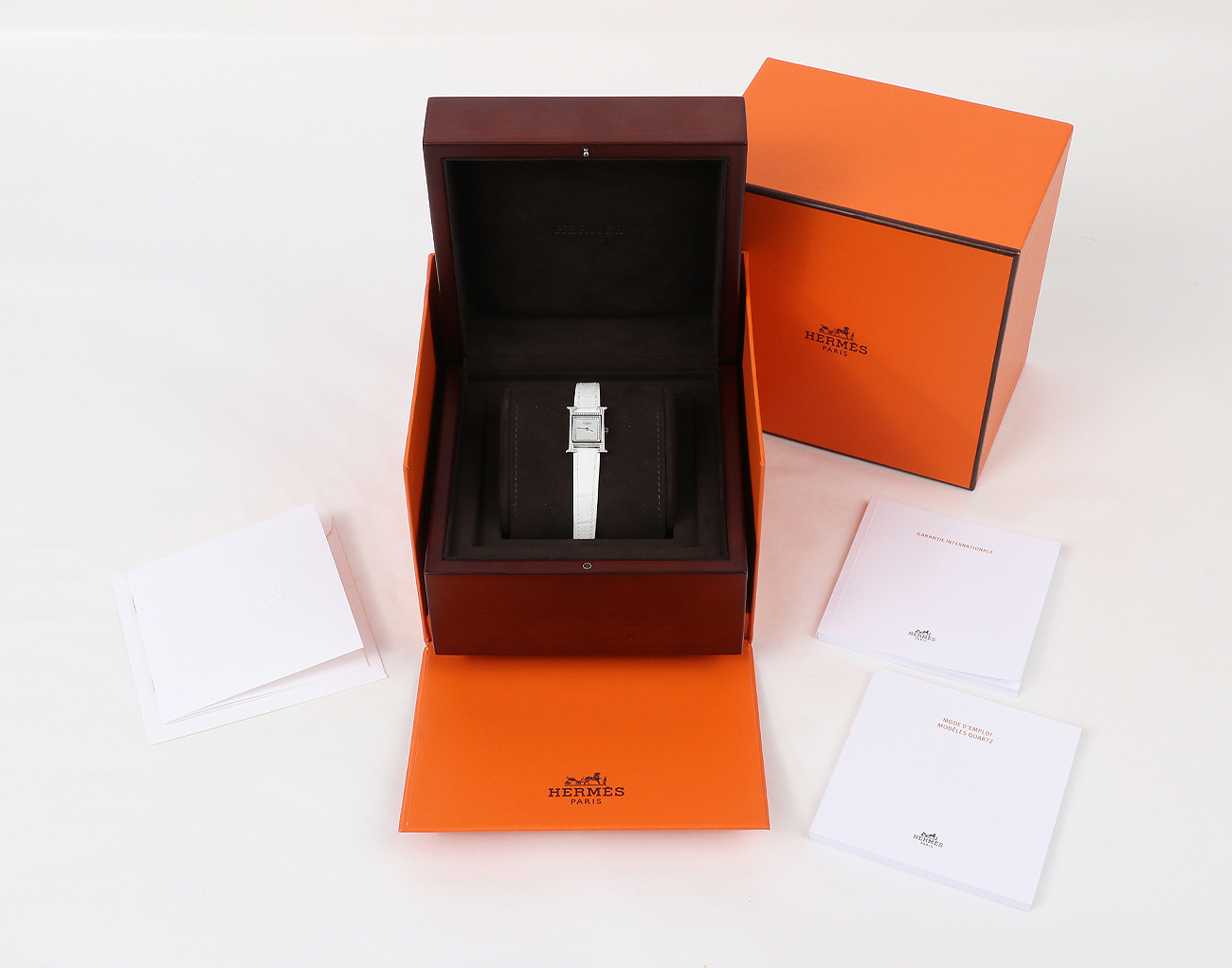 에르메스 H 아워 워치 미니 스틸 다이아몬드