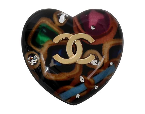 샤넬 하트 CC 브로치 멀티컬러
