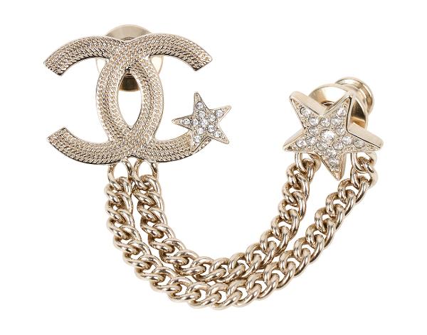 샤넬 스타 체인 CC 브로치 샴페인골드