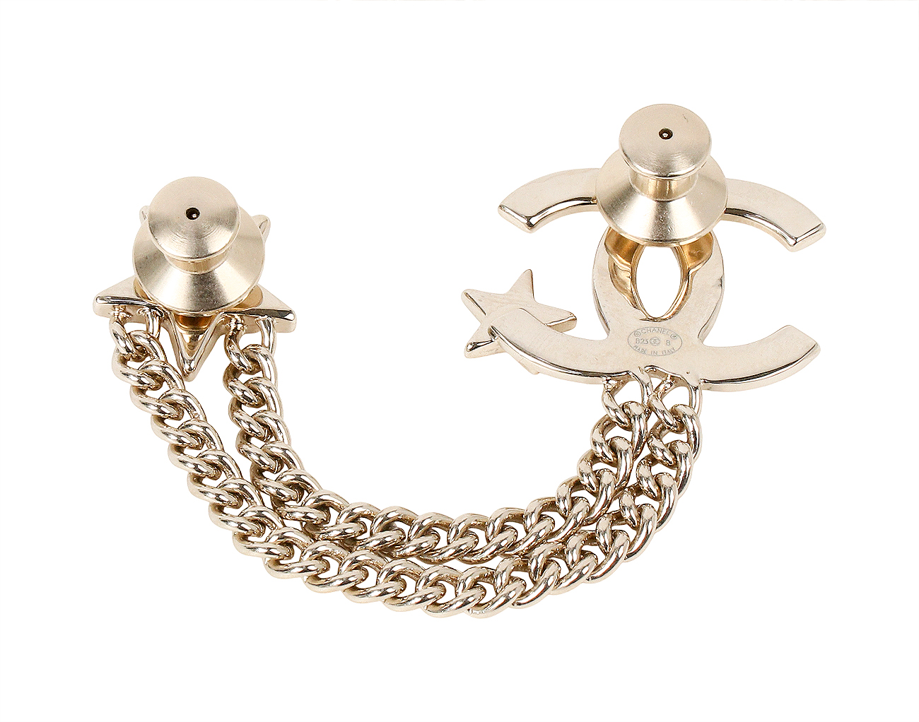 샤넬 스타 체인 CC 브로치 샴페인골드