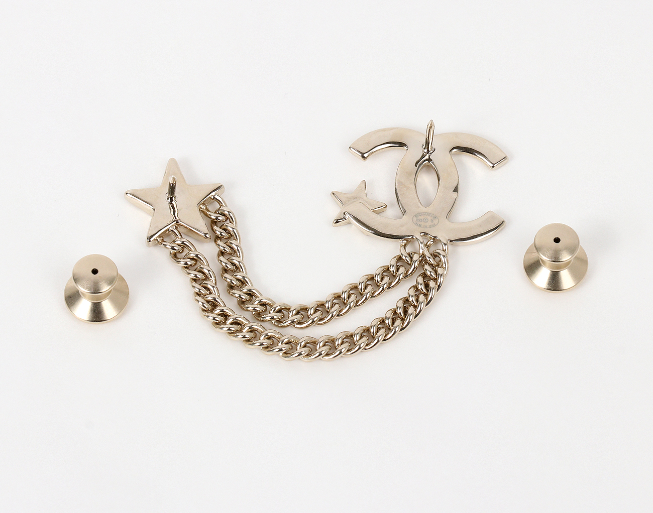 샤넬 스타 체인 CC 브로치 샴페인골드