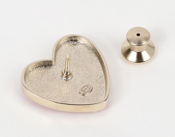 샤넬 스트라스 CC 하트 브로치 핑크 샴페인골드