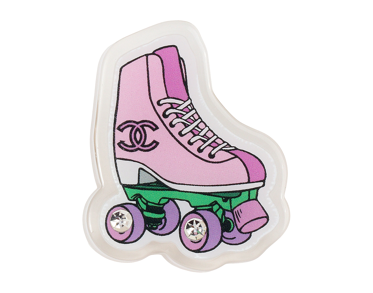샤넬 크리스탈 롤러 스케이트 신발 브로치 멀티컬러