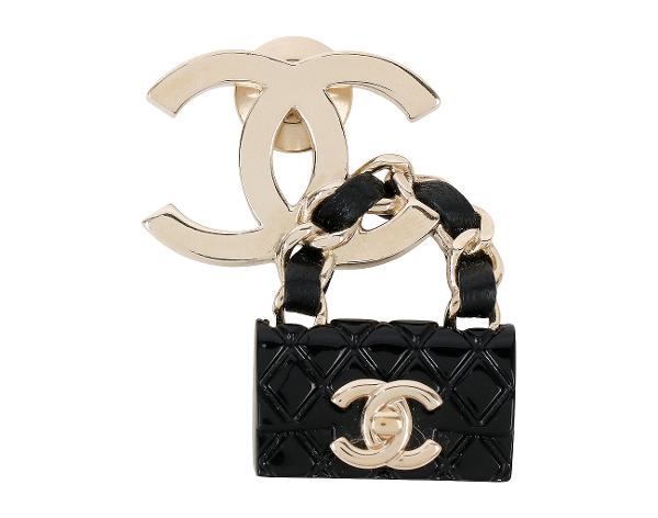 샤넬 CC 클래식백 브로치 블랙 샴페인골드