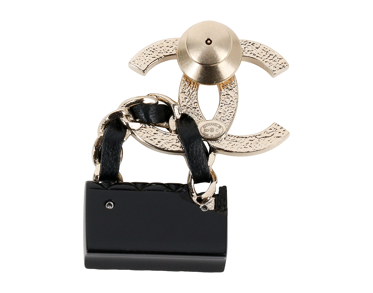 샤넬 CC 클래식백 브로치 블랙 샴페인골드