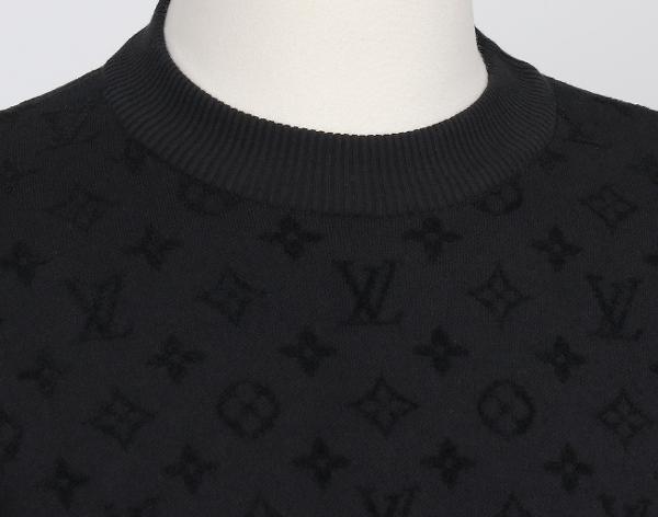 루이비통 그래픽 자카드 숏 슬리브 크루넥 블랙 S