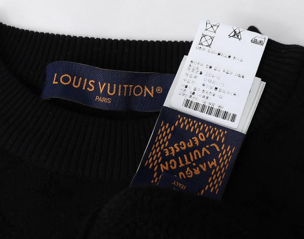 루이비통 그래픽 자카드 숏 슬리브 크루넥 블랙 S