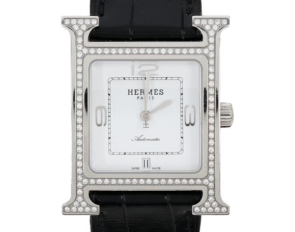 에르메스 H 아워 오토매틱 워치 미디엄 스틸 다이아몬드