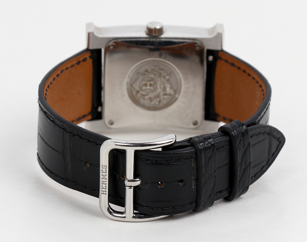 에르메스 H 아워 오토매틱 워치 미디엄 스틸 다이아몬드