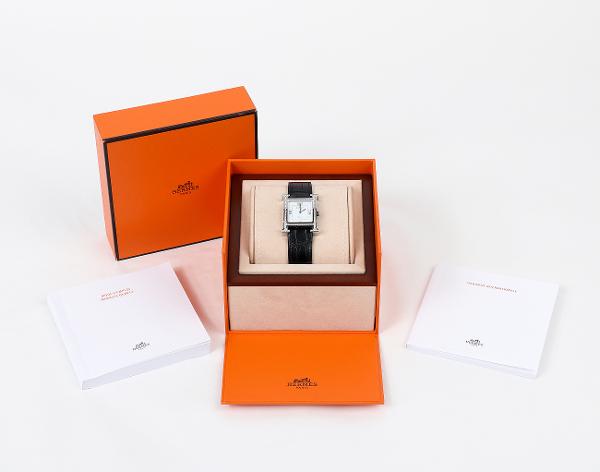 에르메스 H 아워 오토매틱 워치 미디엄 스틸 다이아몬드