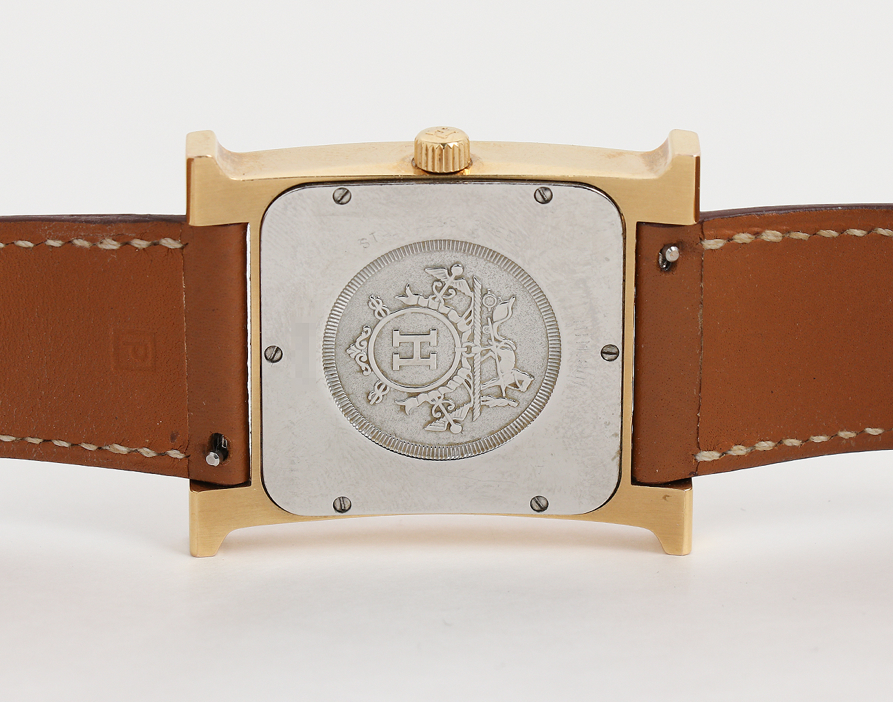 에르메스 H 아워 워치 라지 옐로우골드 골드 체스트넛