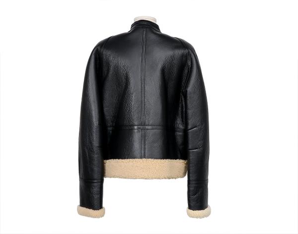 셀린느 레더 시어링 봄버 재킷 블랙 40