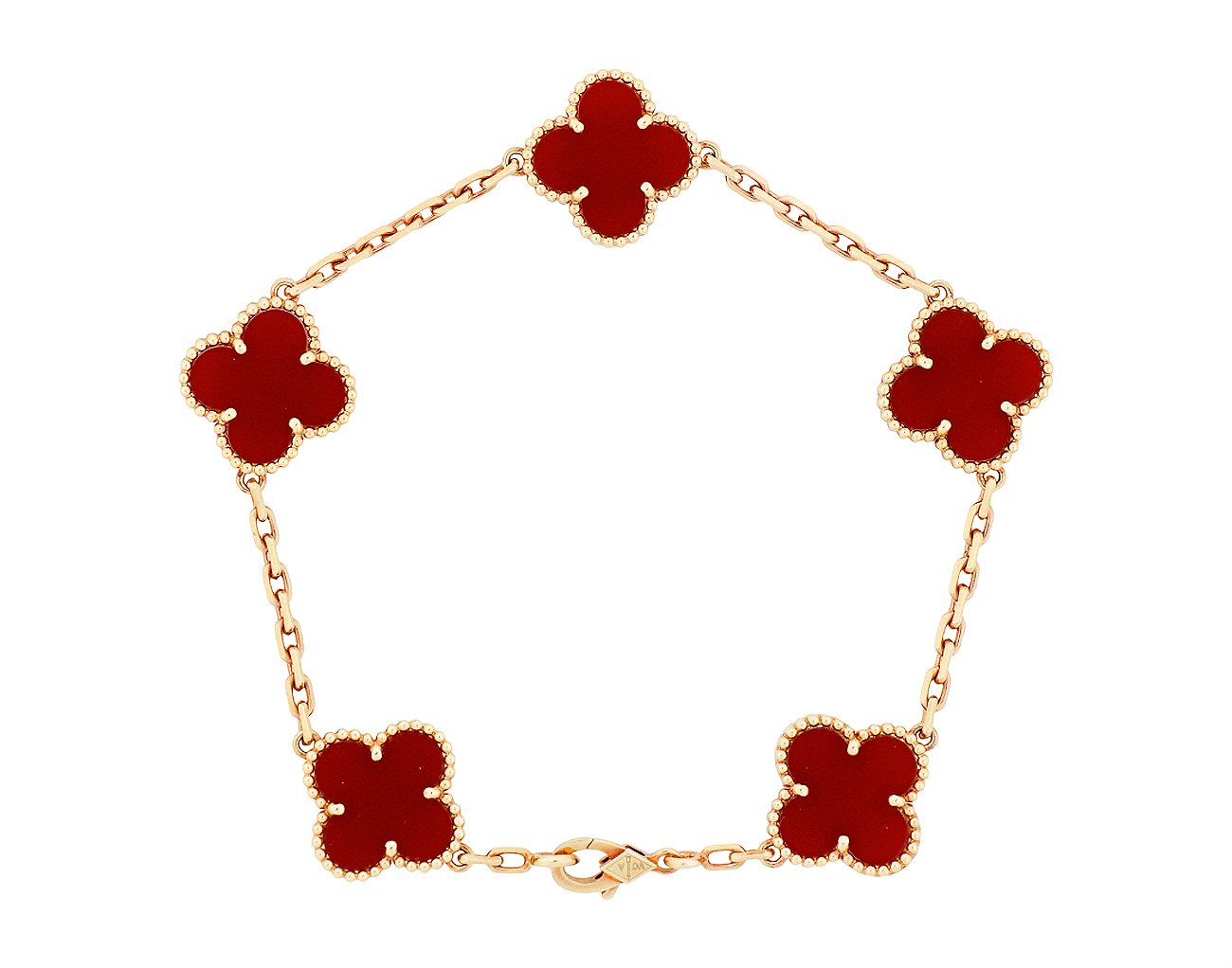 반클리프아펠 빈티지 알함브라 브레이슬릿 5 모티브 옐로우골드 커넬리언