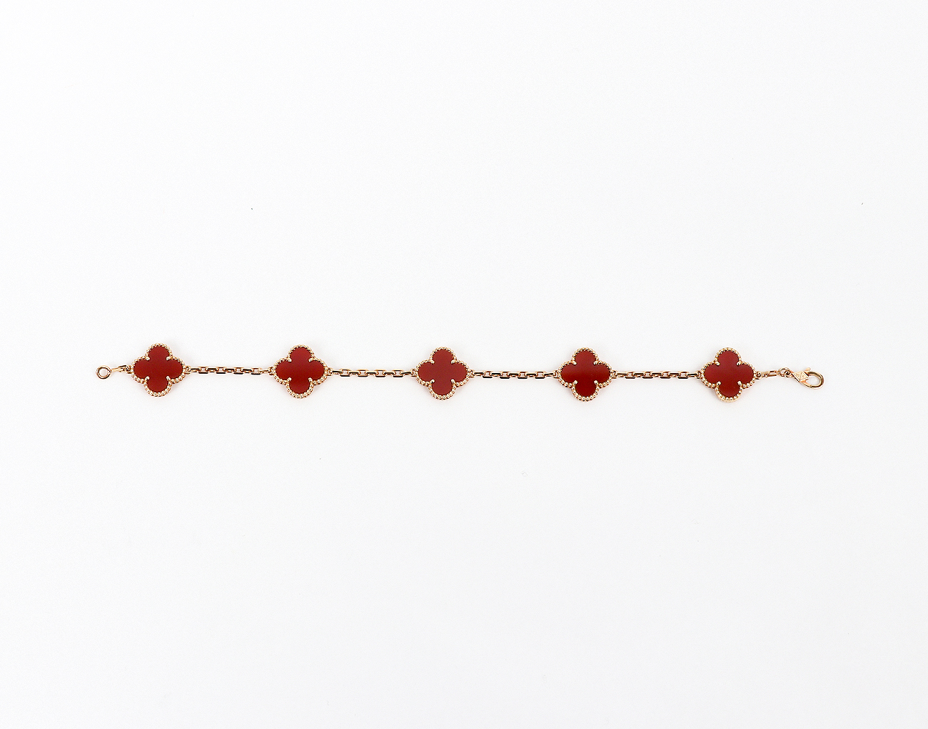 반클리프아펠 빈티지 알함브라 브레이슬릿 5 모티브 옐로우골드 커넬리언