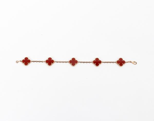 반클리프아펠 빈티지 알함브라 브레이슬릿 5 모티브 옐로우골드 커넬리언