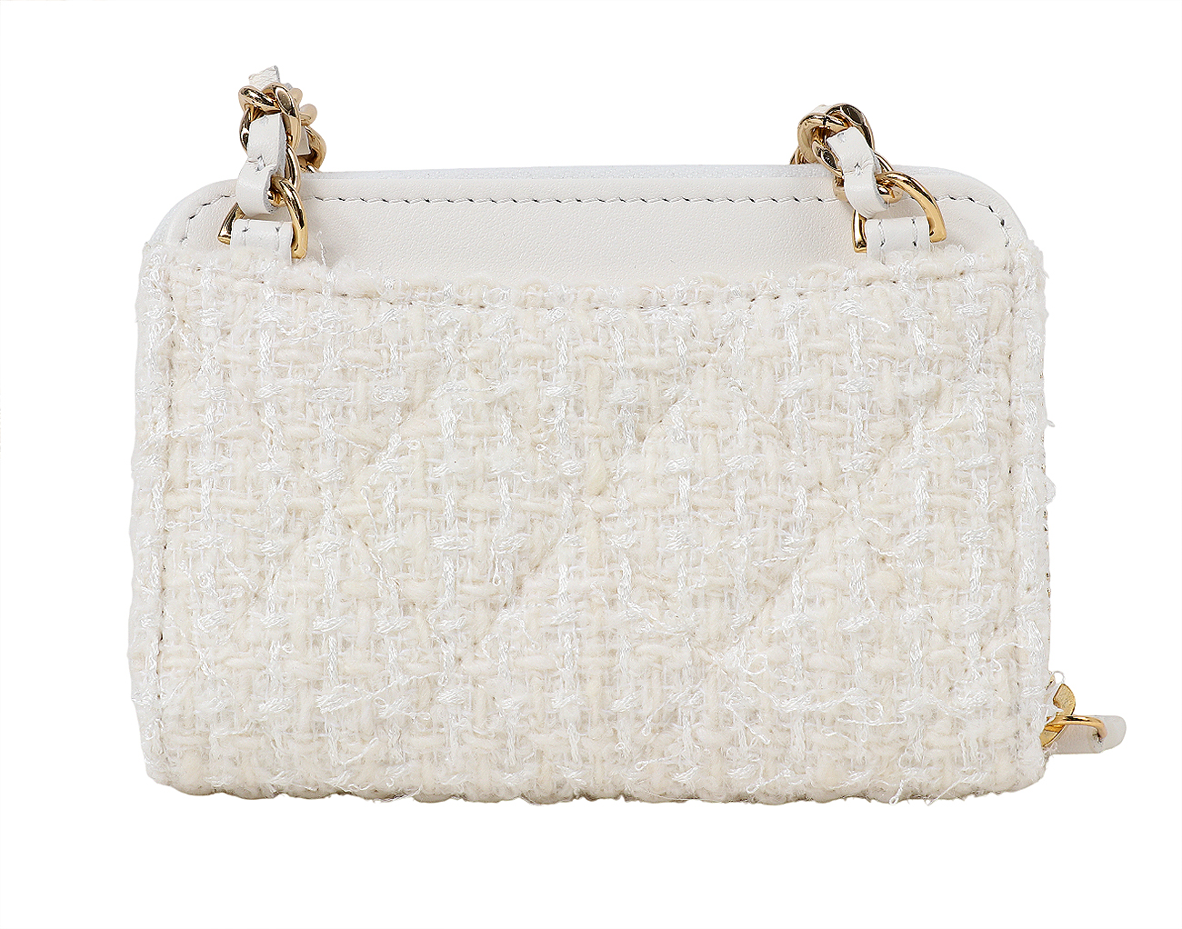 샤넬 트위드 리본 카드 홀더 아이보리 금장