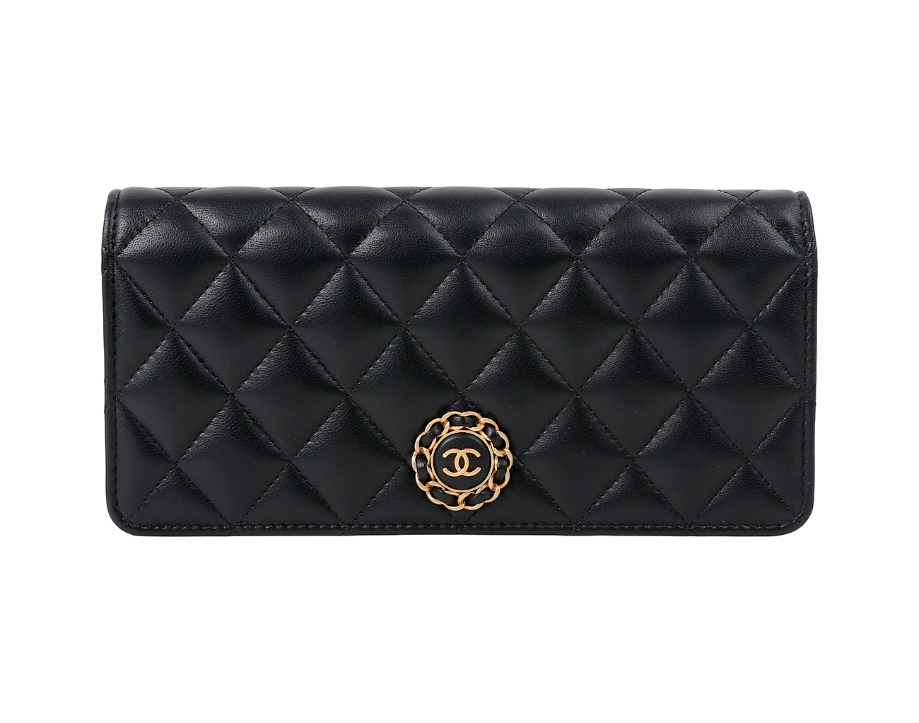 샤넬 CC 체인 트리밍 미니 클러치 블랙 금장