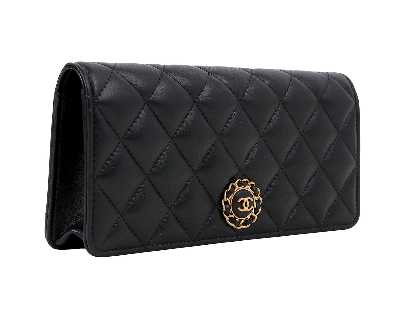 샤넬 CC 체인 트리밍 미니 클러치 블랙 금장