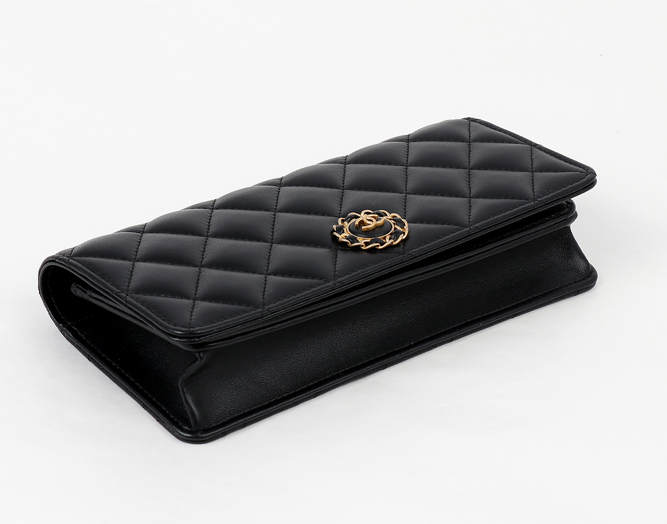 샤넬 CC 체인 트리밍 미니 클러치 블랙 금장