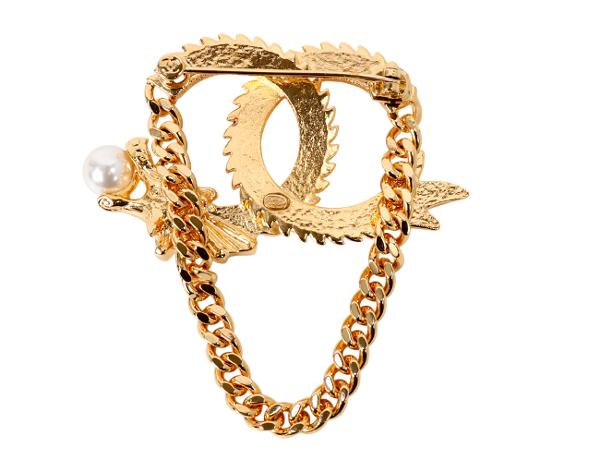 샤넬 드래곤 펄 브로치 골드