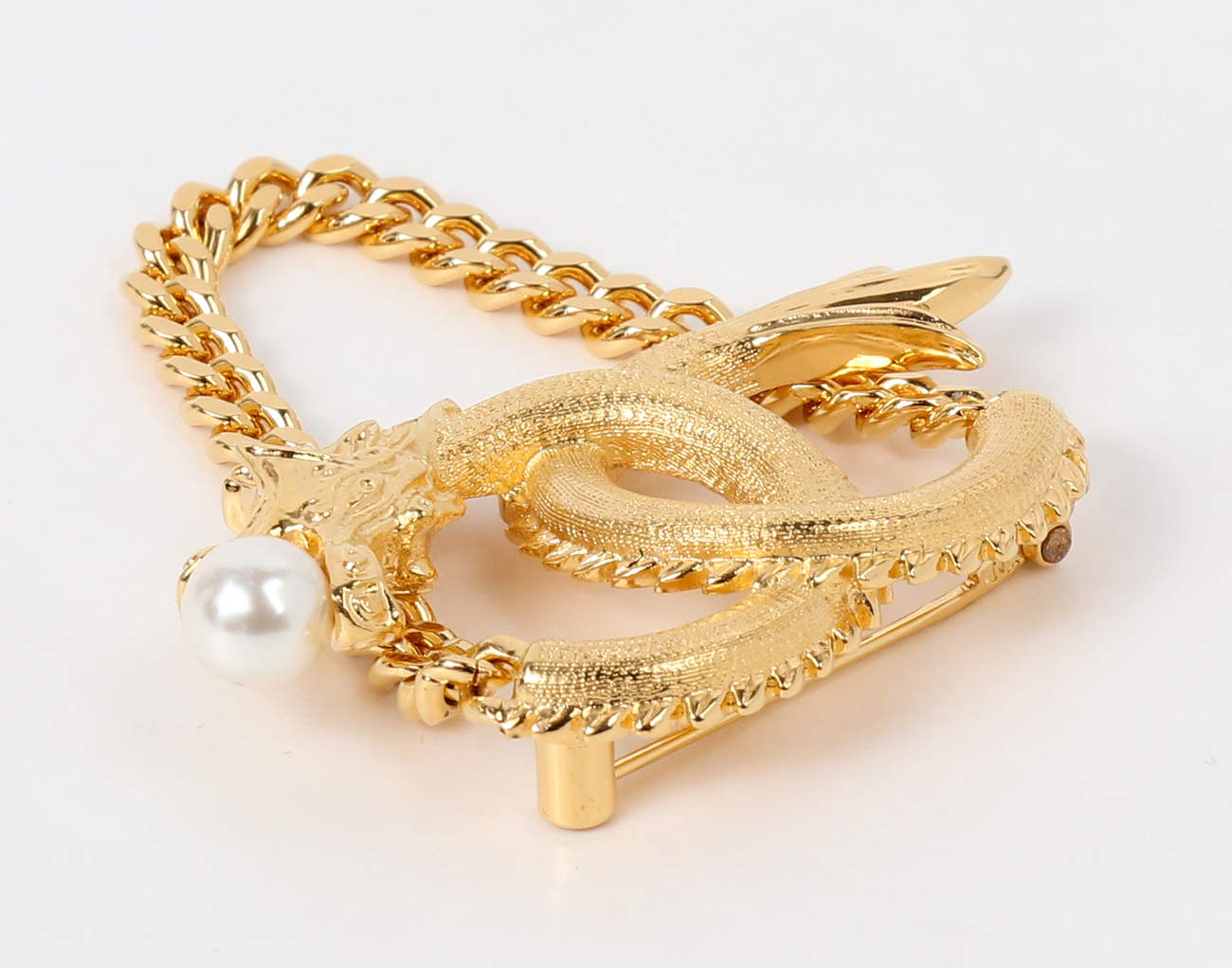 샤넬 드래곤 펄 브로치 골드