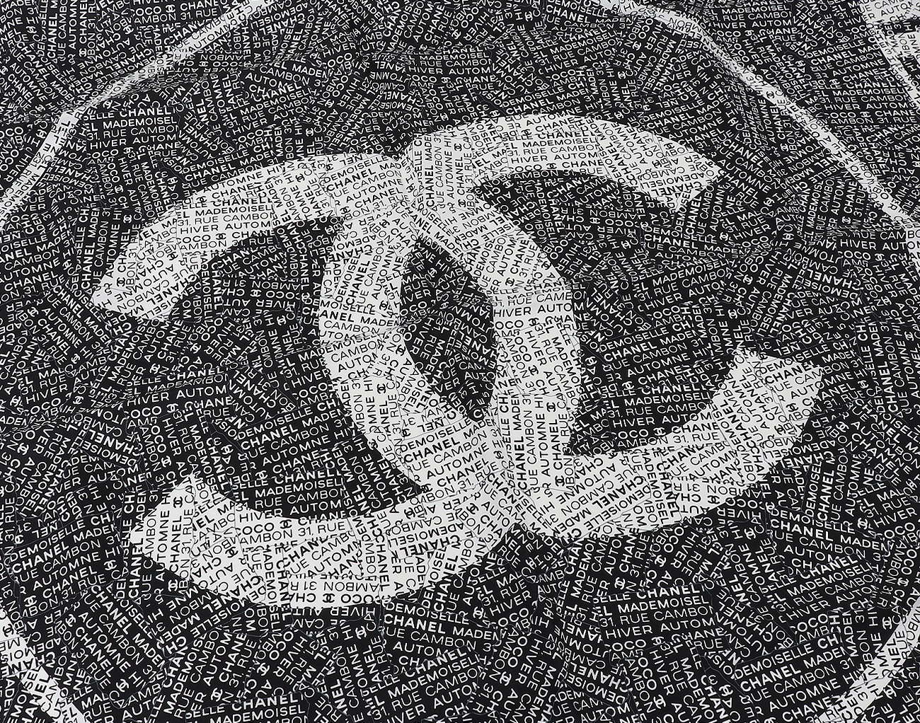 샤넬 CC 깜봉 레터링 스카프 블랙 화이트