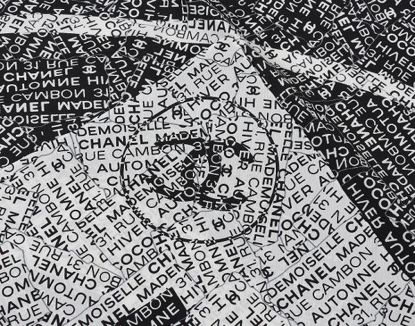 샤넬 CC 깜봉 레터링 스카프 블랙 화이트