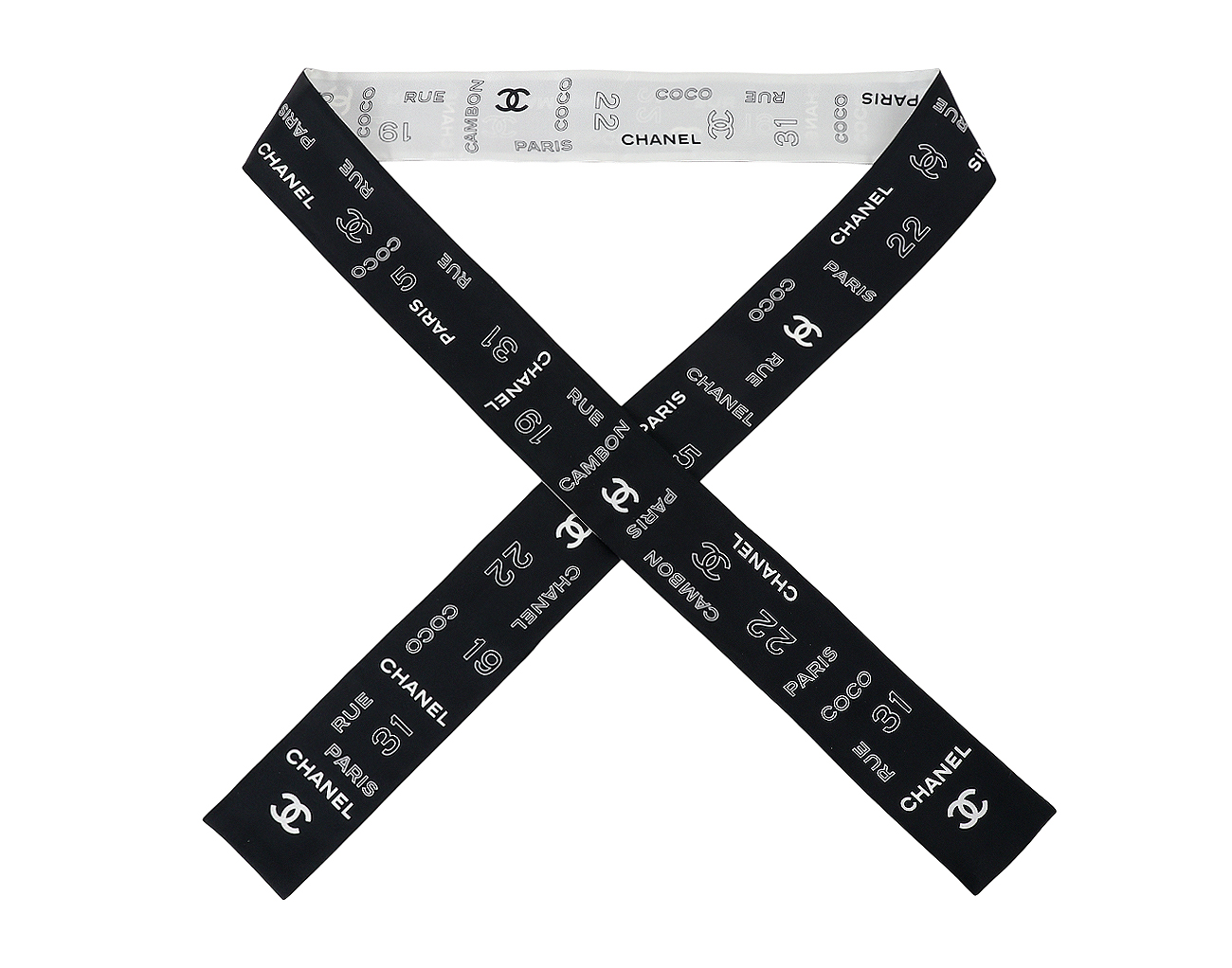 샤넬 CC 방도 스카프 블랙 화이트